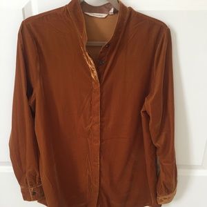 Soft Surroundings Gold Velvet Tunic Button Up Med